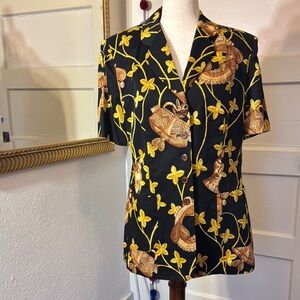 Escada floral button down blouse.